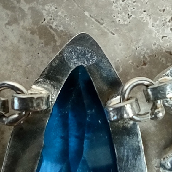 Artisan Crafted Blue Topaz/Sterling Silver Overlay Bracelet - Picture 6 of 6